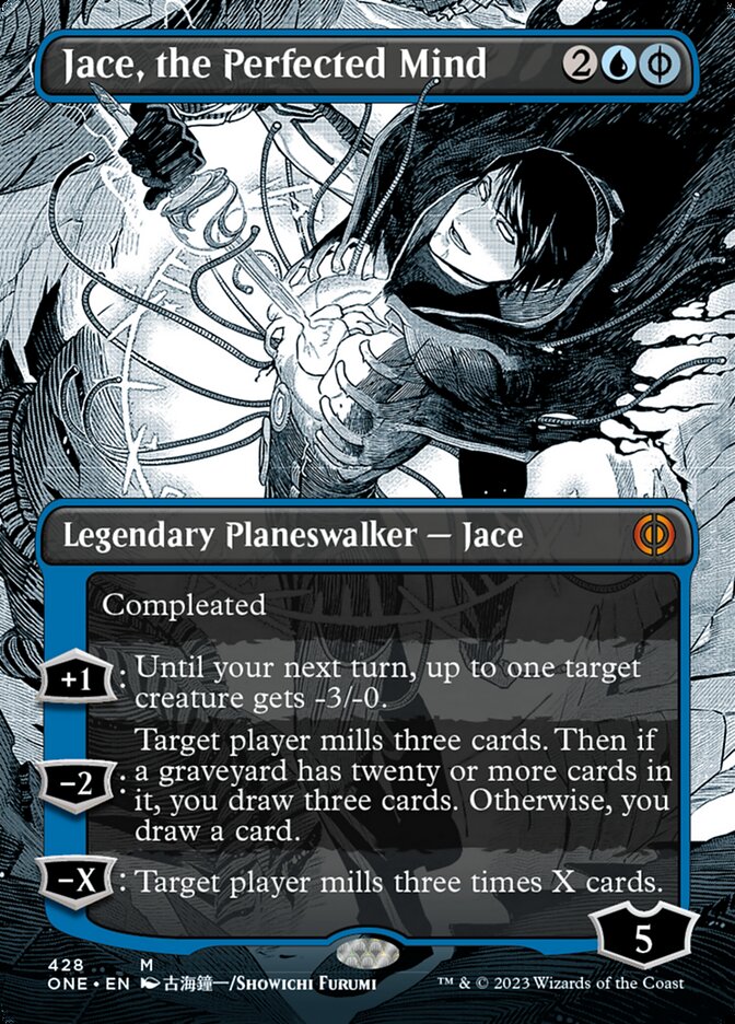 Jace, the Perfected Mind (Borderless Manga Step-and-Compleat Foil) [Phyrexia: All Will Be One] | RetroPlay Games