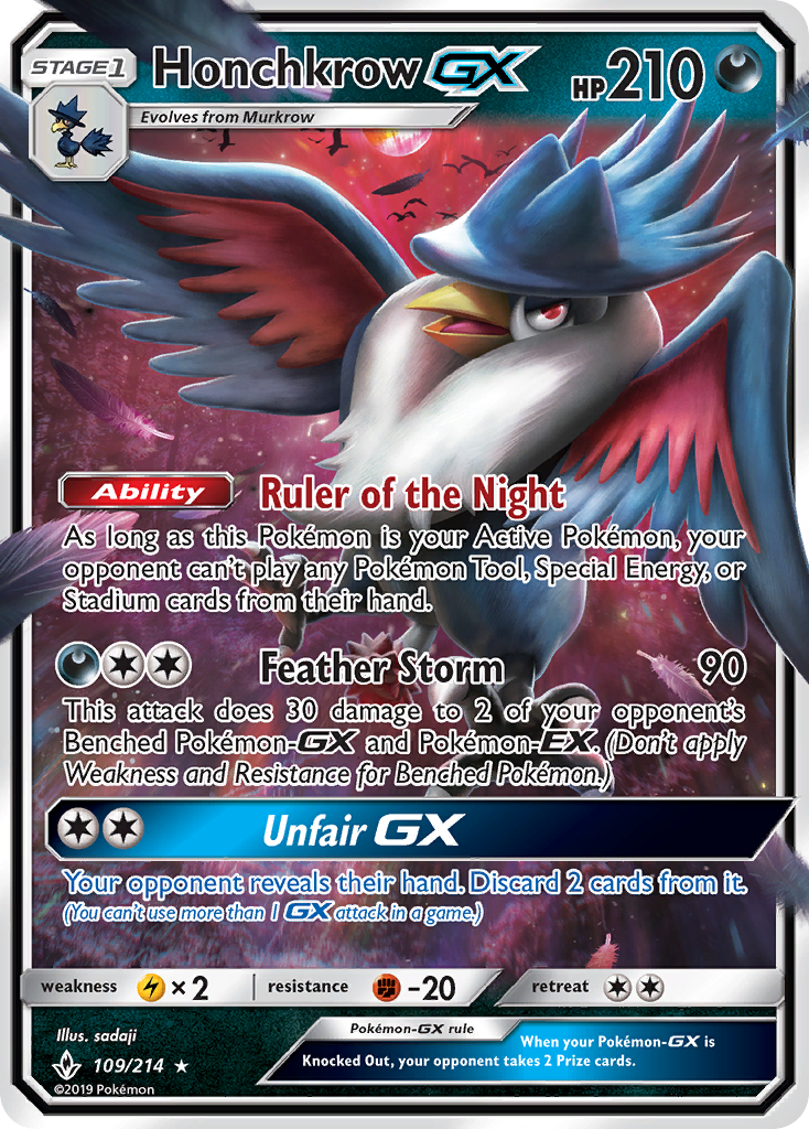 Honchkrow GX (109/214) [Sun & Moon: Unbroken Bonds] | RetroPlay Games