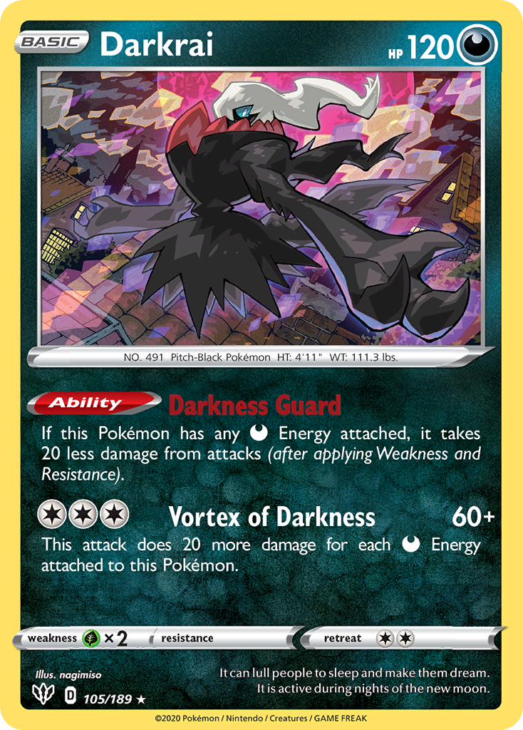 Darkrai (105/189) (Cosmos Holo) [Sword & Shield: Darkness Ablaze] | RetroPlay Games