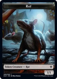 Rat // Food (17) Double-sided Token [Throne of Eldraine Tokens] | RetroPlay Games