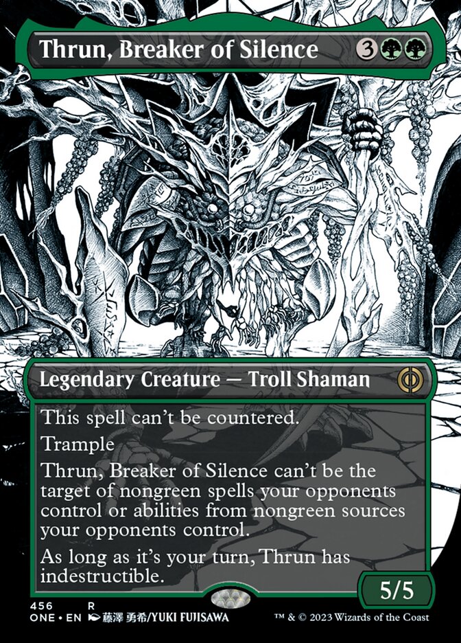 Thrun, Breaker of Silence (Borderless Manga Step-and-Compleat Foil) [Phyrexia: All Will Be One] | RetroPlay Games