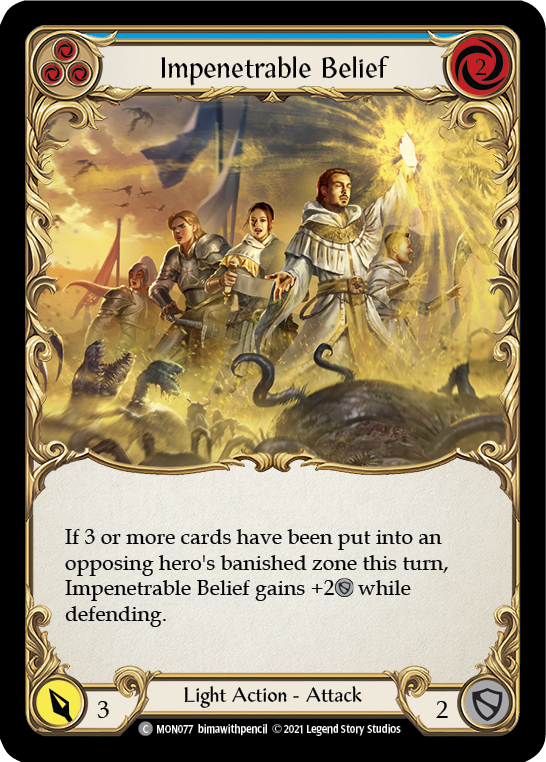 Impenetrable Belief (Blue) [MON077-RF] (Monarch)  1st Edition Rainbow Foil | RetroPlay Games