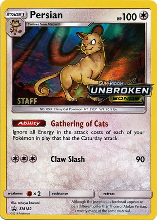 Persian (SM182) (Staff Prerelease Promo) [Sun & Moon: Black Star Promos] | RetroPlay Games