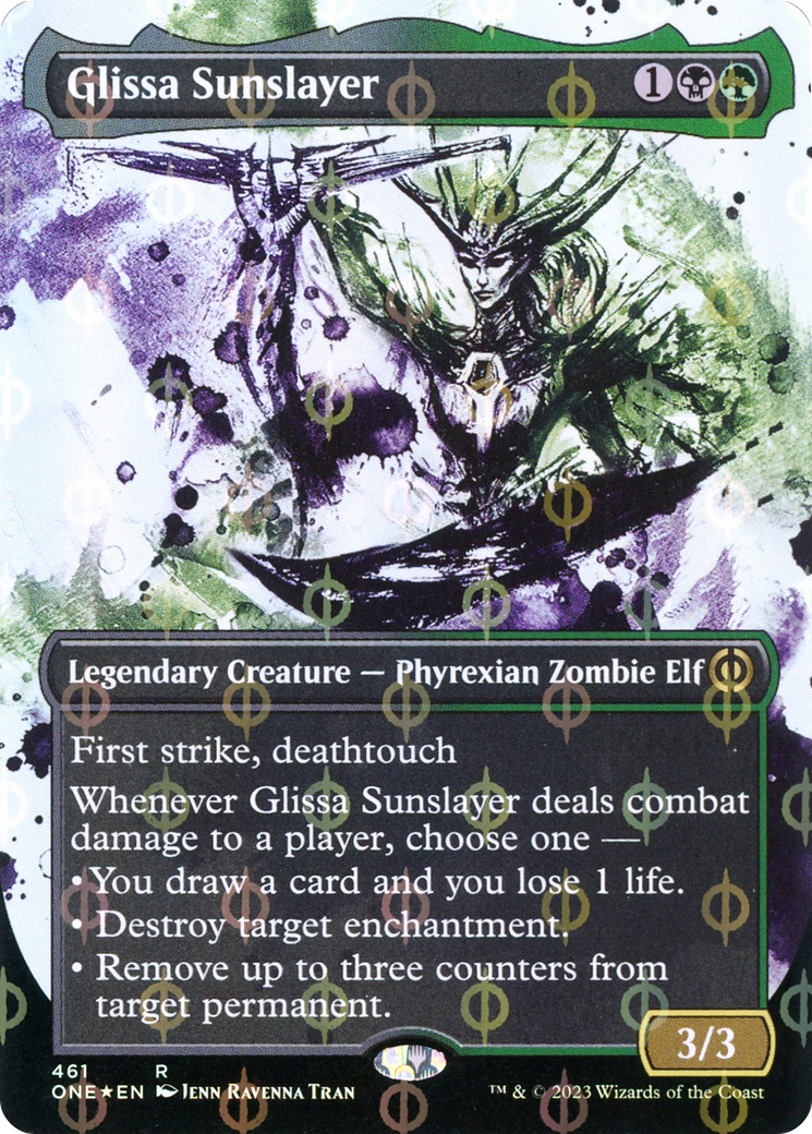 Glissa Sunslayer (Borderless Ichor Step-and-Compleat Foil) [Phyrexia: All Will Be One] | RetroPlay Games