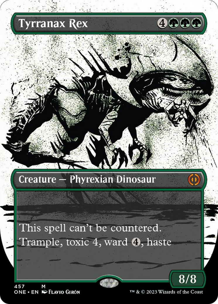 Tyrranax Rex (Borderless Ichor Step-and-Compleat Foil) [Phyrexia: All Will Be One] | RetroPlay Games