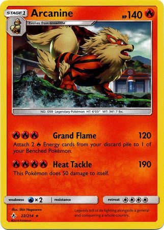 Arcanine (22/214) (Cosmos Holo) [Sun & Moon: Unbroken Bonds] | RetroPlay Games