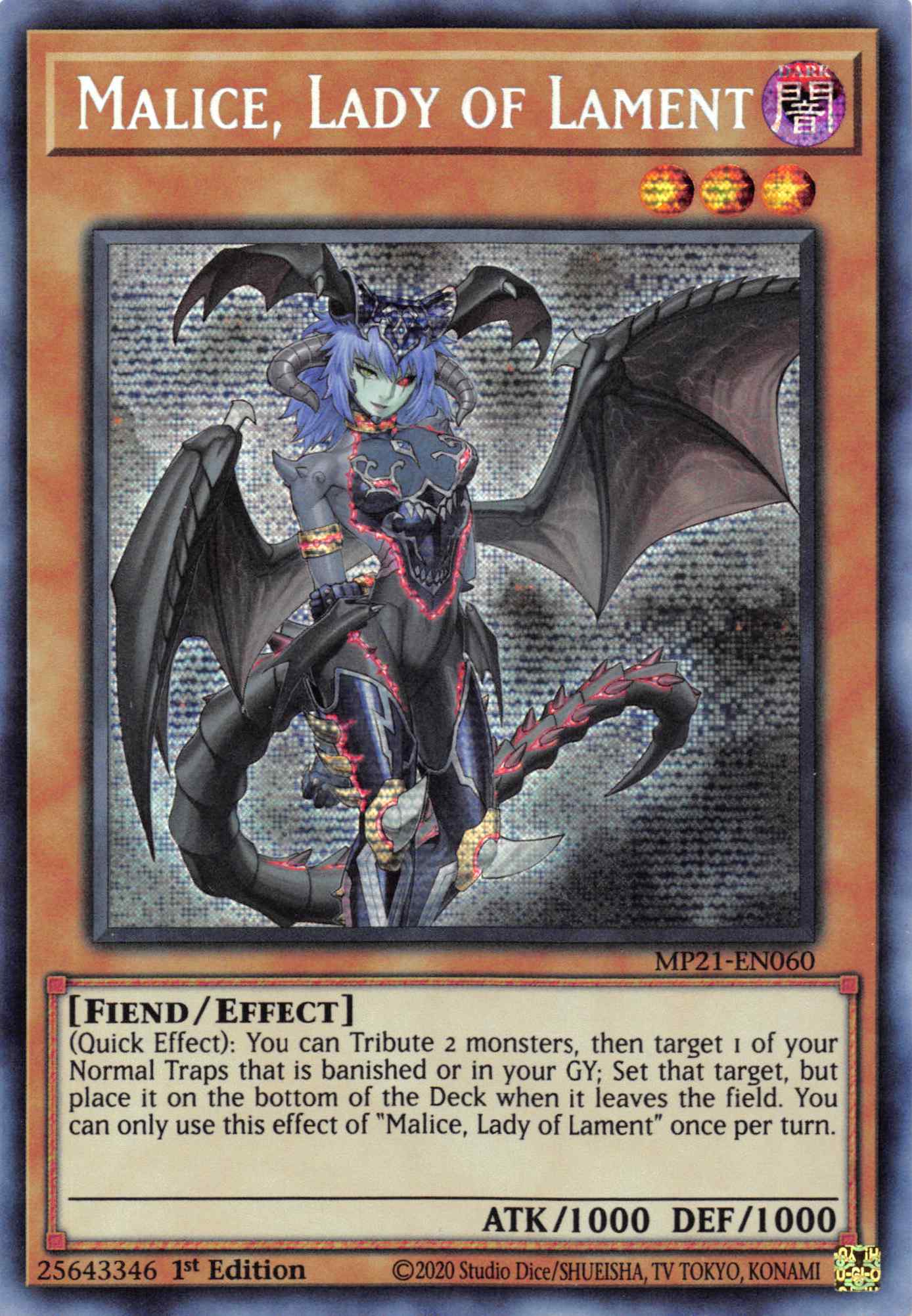 Malice, Lady of Lament [MP21-EN060] Prismatic Secret Rare | RetroPlay Games