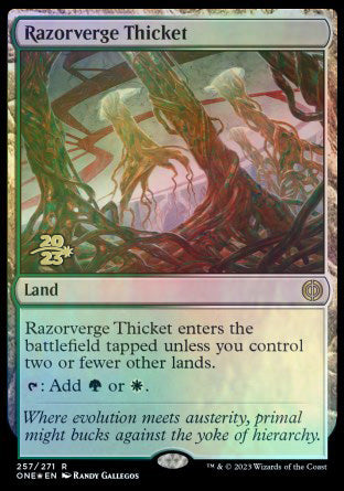 Razorverge Thicket [Phyrexia: All Will Be One Prerelease Promos] | RetroPlay Games