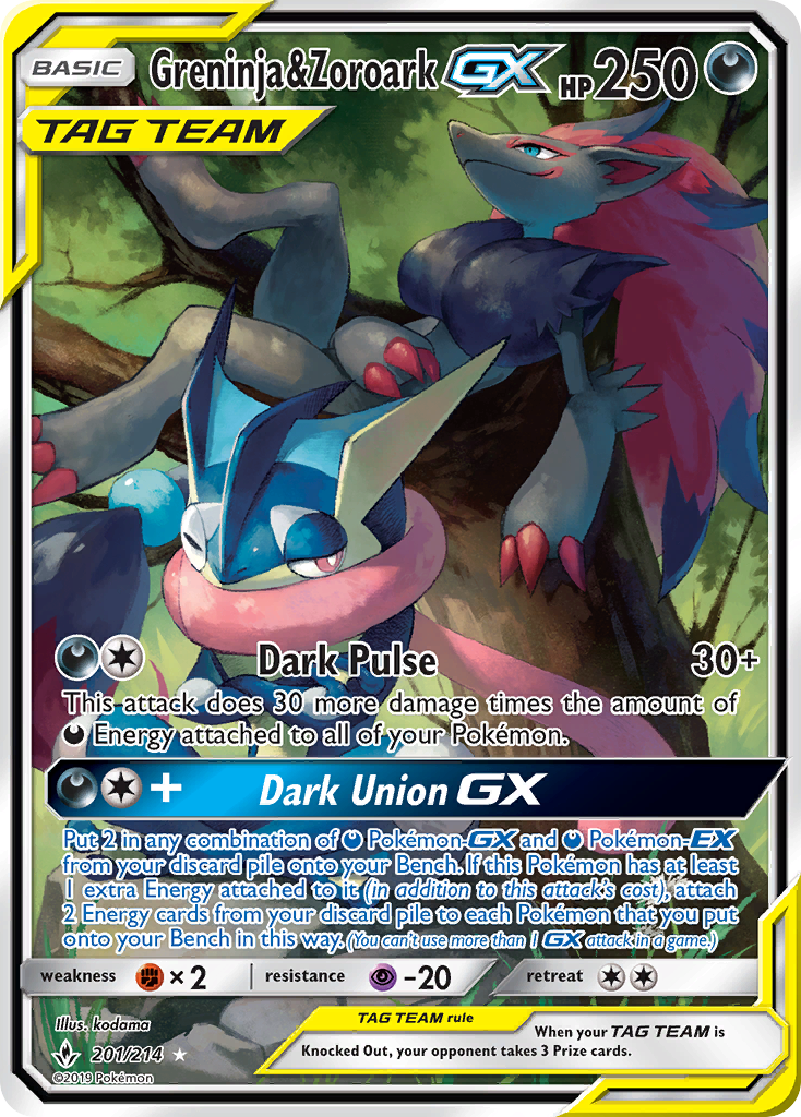 Greninja & Zoroark GX (201/214) [Sun & Moon: Unbroken Bonds] | RetroPlay Games