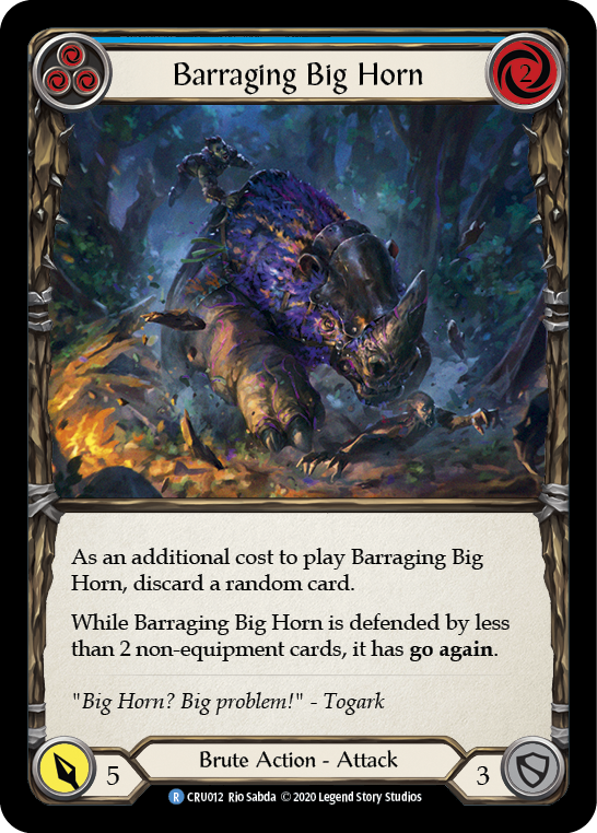 Barraging Big Horn (Blue) [CRU012] (Crucible of War)  1st Edition Rainbow Foil | RetroPlay Games