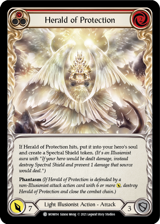 Herald of Protection (Red) [MON014-RF] (Monarch)  1st Edition Rainbow Foil | RetroPlay Games