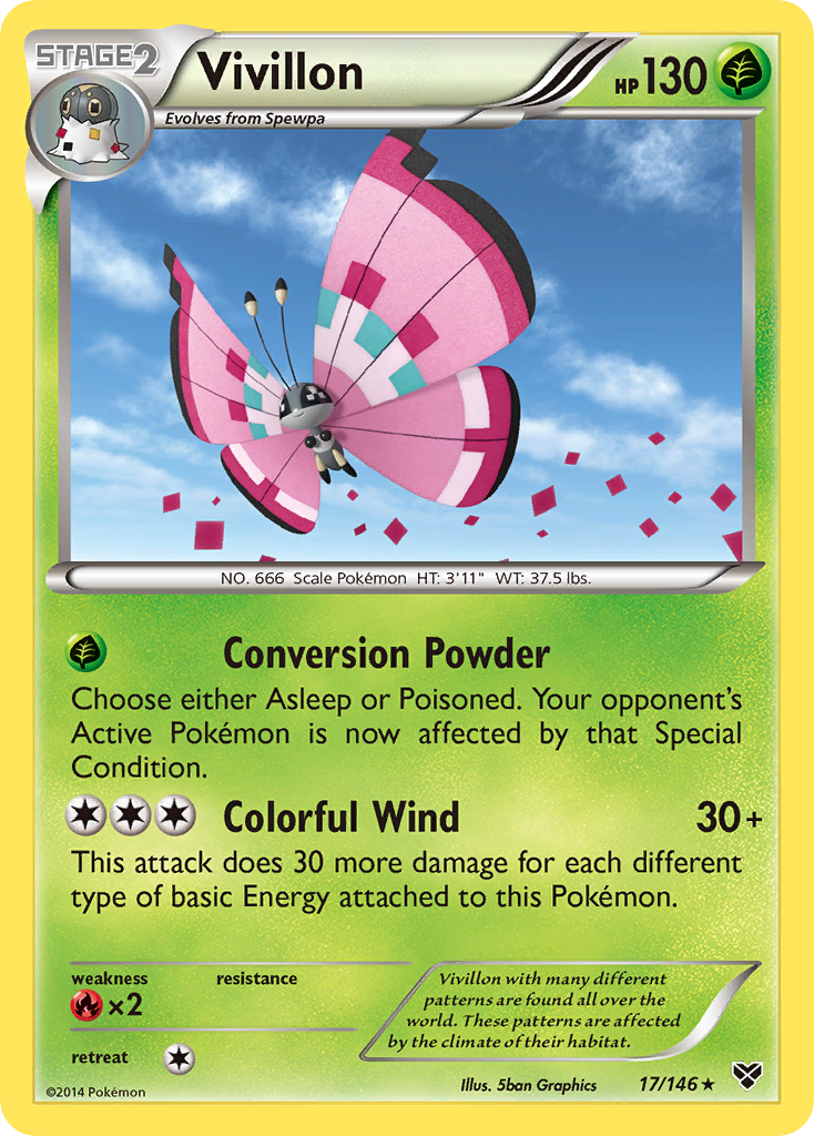 Vivillon (17/146) (Meadow Form/Pink Wings) [XY: Base Set] | RetroPlay Games