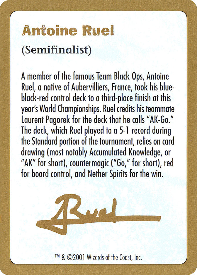 Antoine Ruel Bio [World Championship Decks 2001] | RetroPlay Games