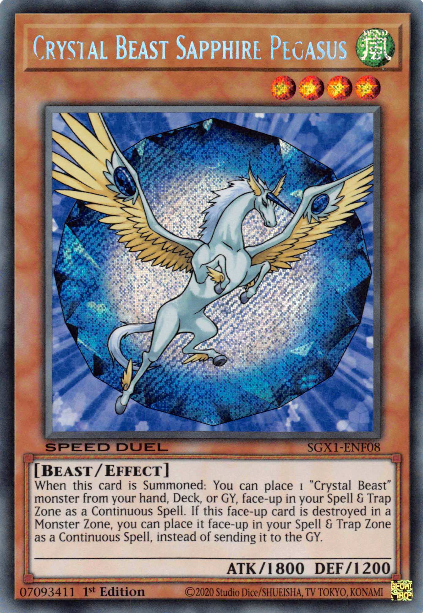Crystal Beast Sapphire Pegasus [SGX1-ENF08] Secret Rare | RetroPlay Games