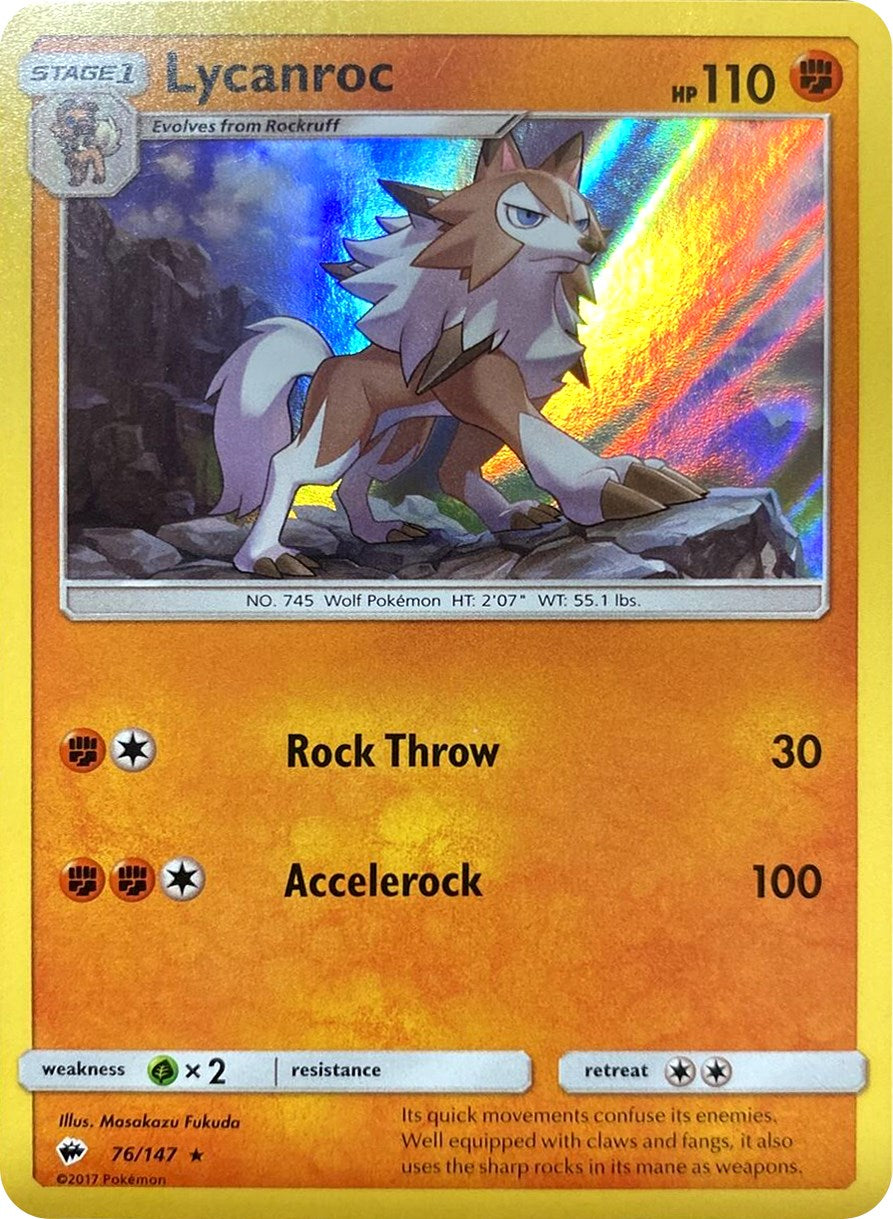 Lycanroc (76/147) (Water Web Holo) [Sun & Moon: Burning Shadows] | RetroPlay Games