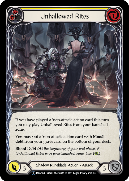 Unhallowed Rites (Yellow) [U-MON160-RF] (Monarch Unlimited)  Unlimited Rainbow Foil | RetroPlay Games