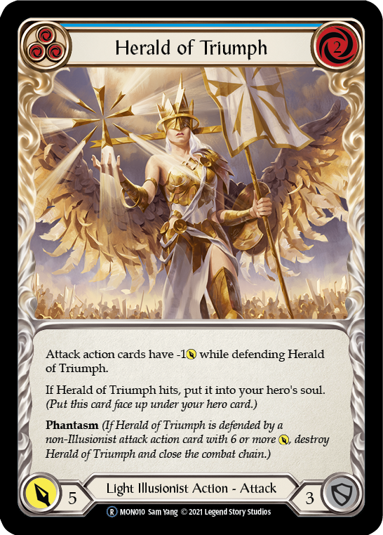 Herald of Triumph (Blue) [U-MON010-RF] (Monarch Unlimited)  Unlimited Rainbow Foil | RetroPlay Games