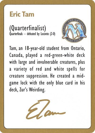 1996 Eric Tam Biography Card [World Championship Decks] | RetroPlay Games