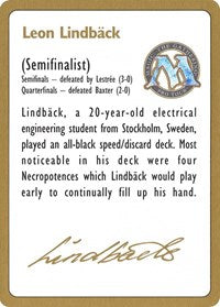 1996 Leon Lindback Biography Card [World Championship Decks] | RetroPlay Games