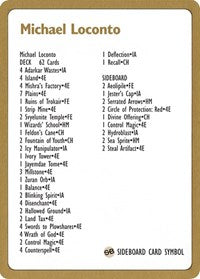 1996 Michael Loconto Decklist Card [World Championship Decks] | RetroPlay Games