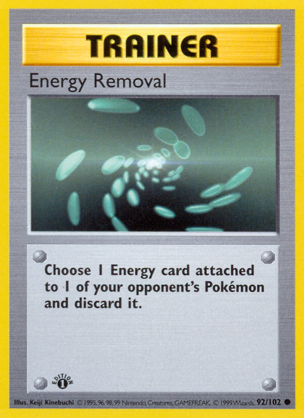 Energy Removal (92/102) (Shadowless) [Base Set 1st Edition] | RetroPlay Games