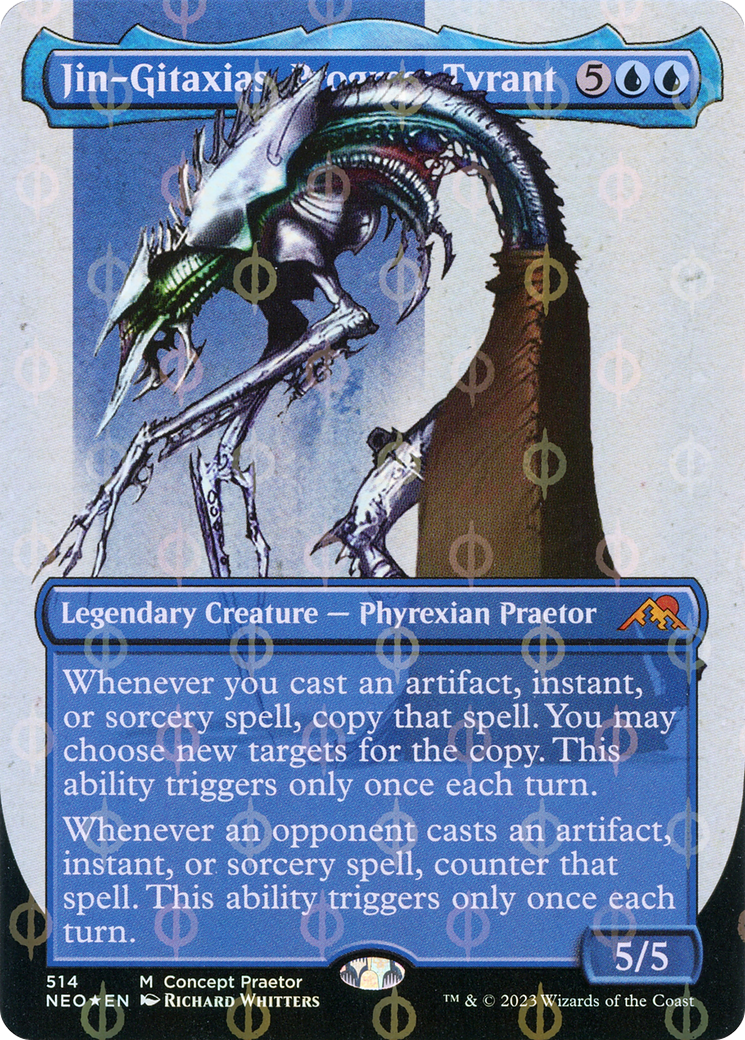 Jin-Gitaxias, Progress Tyrant (Borderless Concept Praetors Step-and-Compleat Foil) [Phyrexia: All Will Be One] | RetroPlay Games