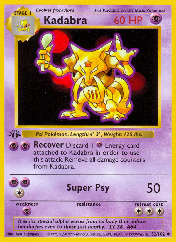 Kadabra (32/102) (Shadowless) [Base Set 1st Edition] | RetroPlay Games