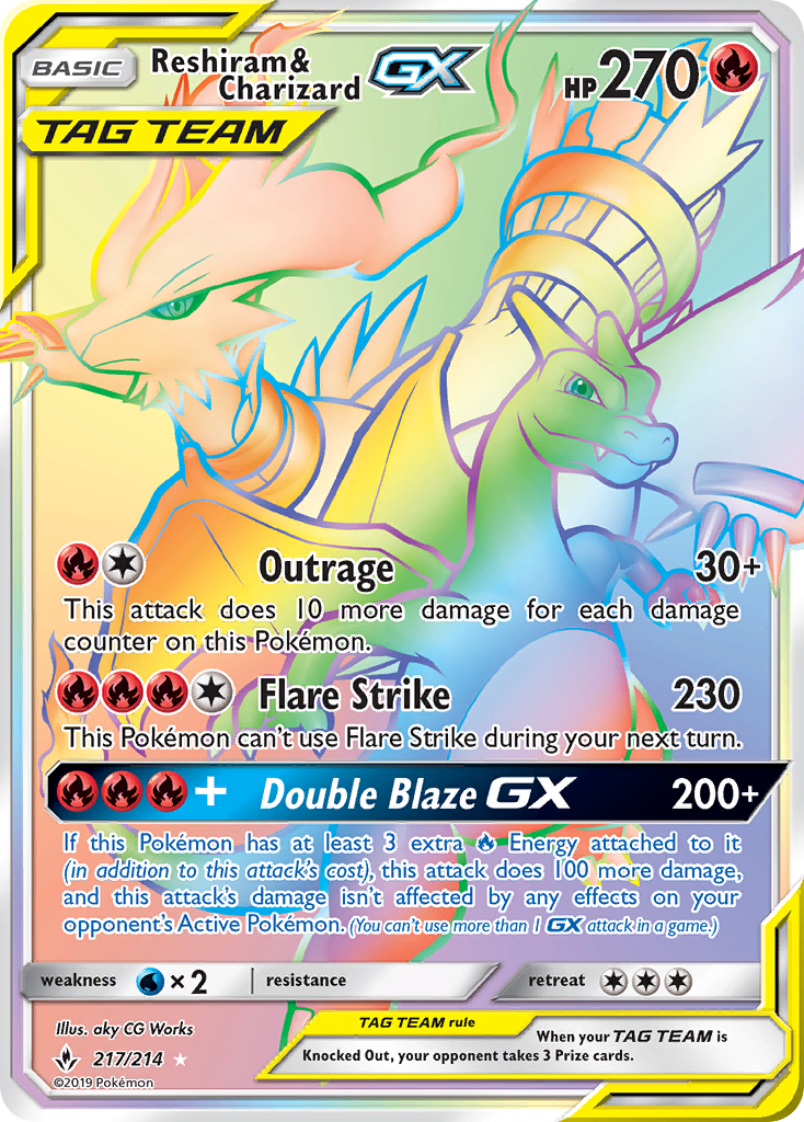 Reshiram & Charizard GX (217/214) [Sun & Moon: Unbroken Bonds] | RetroPlay Games