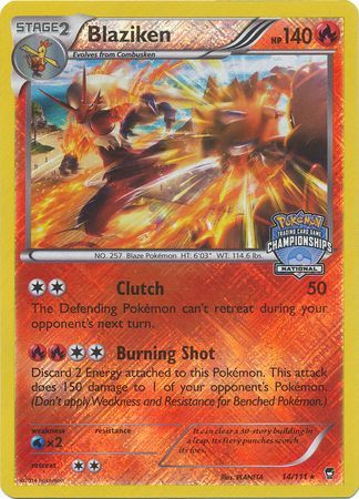 Blaziken (14/111) (National Championship Promo) [XY: Furious Fists] | RetroPlay Games