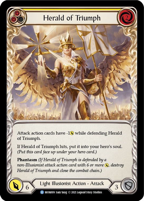 Herald of Triumph (Yellow) [MON009-RF] (Monarch)  1st Edition Rainbow Foil | RetroPlay Games