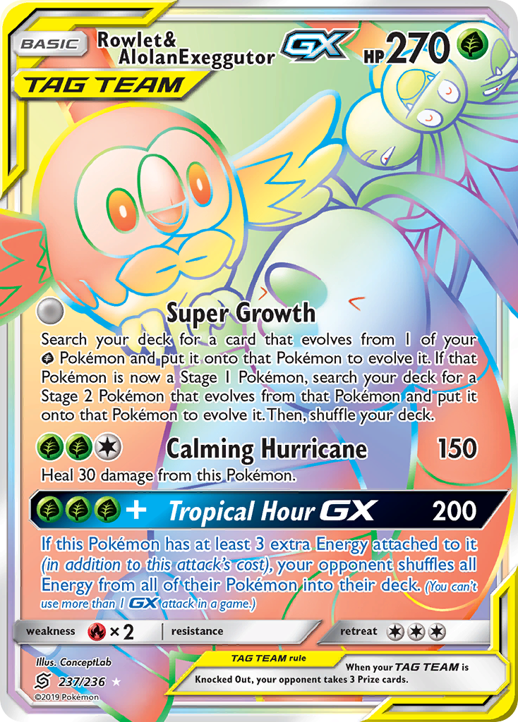 Rowlet & Alolan Exeggutor GX (237/236) [Sun & Moon: Unified Minds] | RetroPlay Games