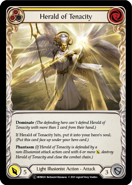 Herald of Tenacity (Yellow) [U-MON024-RF] (Monarch Unlimited)  Unlimited Rainbow Foil | RetroPlay Games