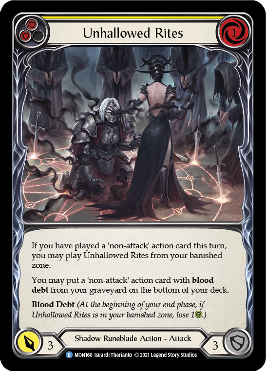 Unhallowed Rites (Yellow) [MON160-RF] (Monarch)  1st Edition Rainbow Foil | RetroPlay Games