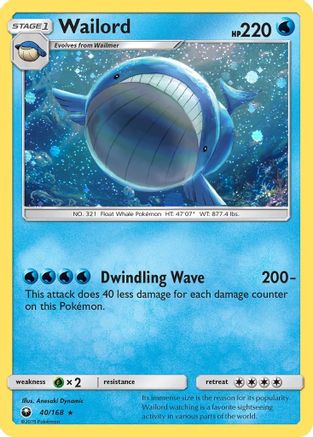 Wailord (40/168) (Cosmos Holo) [Sun & Moon: Celestial Storm] | RetroPlay Games