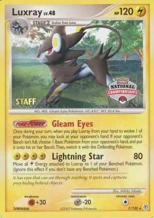 Luxray (7/130) (National Championships) (Staff) [Diamond & Pearl: Base Set] | RetroPlay Games