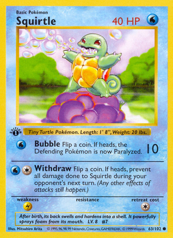 Squirtle (63/102) (Shadowless) [Base Set 1st Edition] | RetroPlay Games