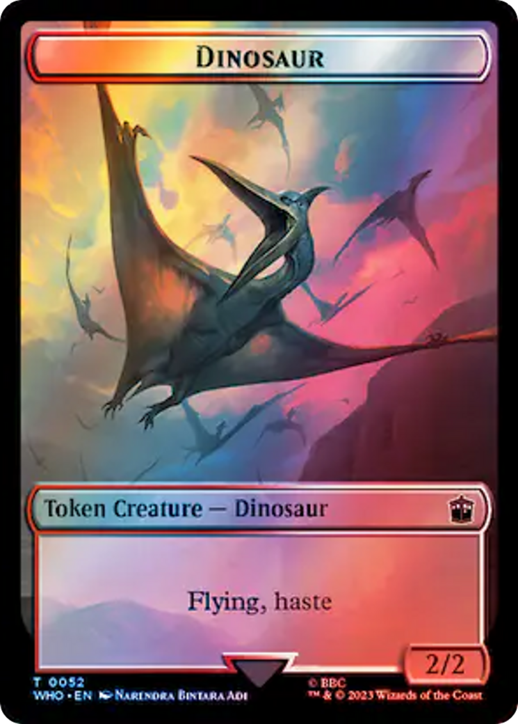 Warrior // Dinosaur Double-Sided Token (Surge Foil) [Doctor Who Tokens] | RetroPlay Games