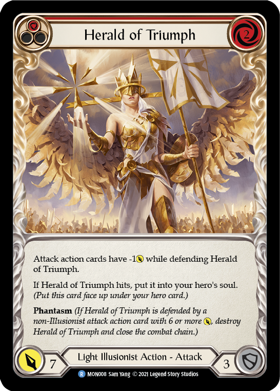 Herald of Triumph (Red) [MON008-RF] (Monarch)  1st Edition Rainbow Foil | RetroPlay Games