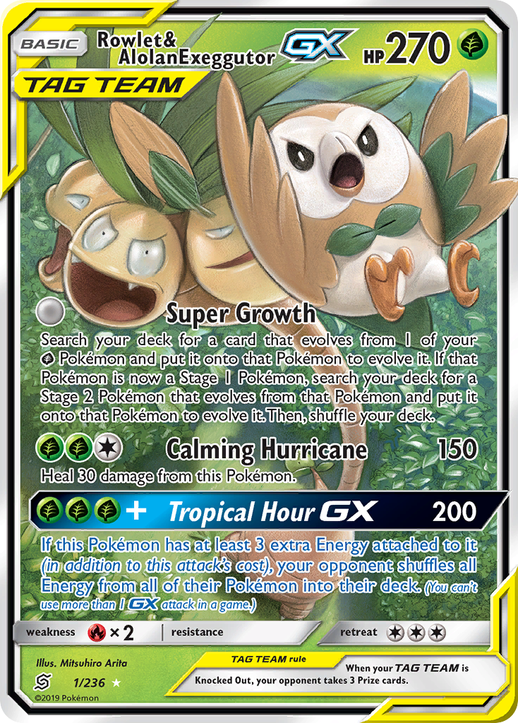 Rowlet & Alolan Exeggutor GX (1/236) [Sun & Moon: Unified Minds] | RetroPlay Games