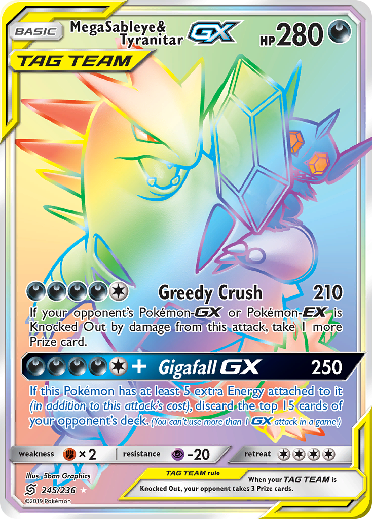 Mega Sableye & Tyranitar GX (245/236) [Sun & Moon: Unified Minds] | RetroPlay Games