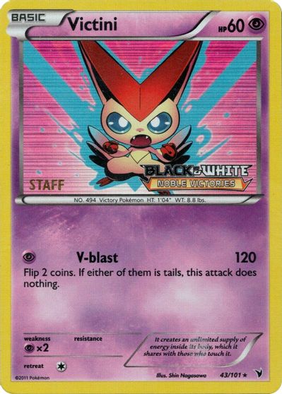 Victini (43/101) (Staff Prerelease Promo) [Black & White: Black Star Promos] | RetroPlay Games