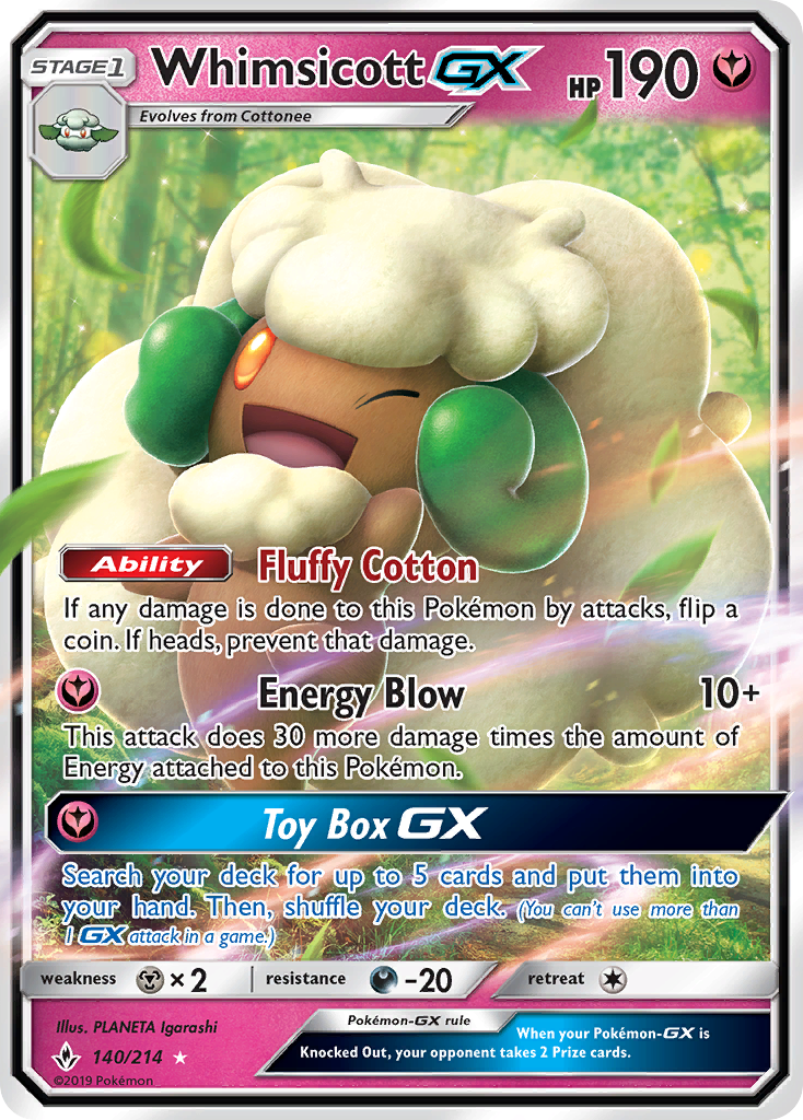 Whimsicott GX (140/214) [Sun & Moon: Unbroken Bonds] | RetroPlay Games