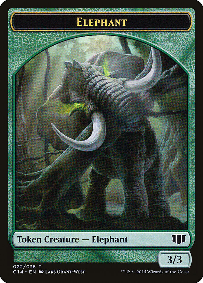 Elephant // Elf Warrior Double-sided Token [Commander 2014 Tokens] | RetroPlay Games