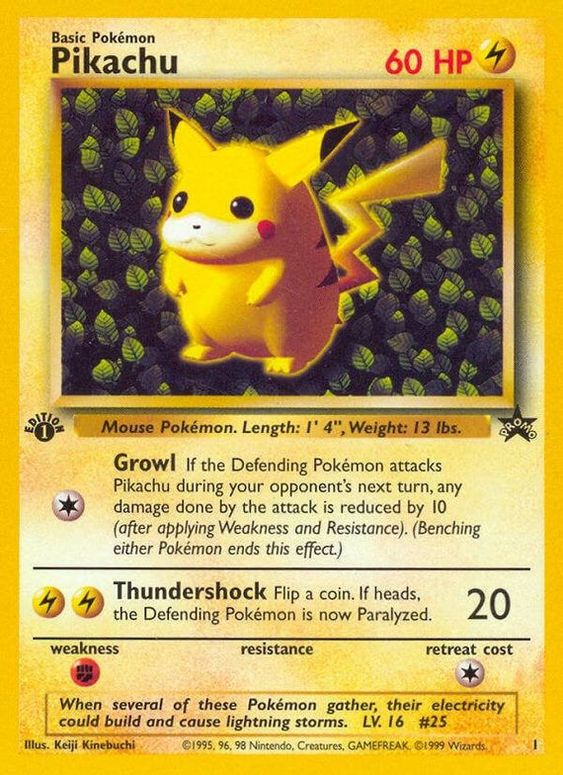 Pikachu (1) (1st Edition Misprint Promo) [Wizards of the Coast: Black Star Promos] | RetroPlay Games