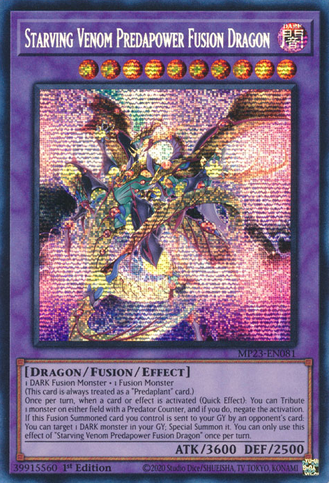 Starving Venom Predapower Fusion Dragon [MP23-EN081] Prismatic Secret Rare | RetroPlay Games