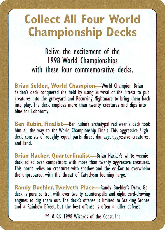 1998 World Championships Ad [World Championship Decks 1998] | RetroPlay Games