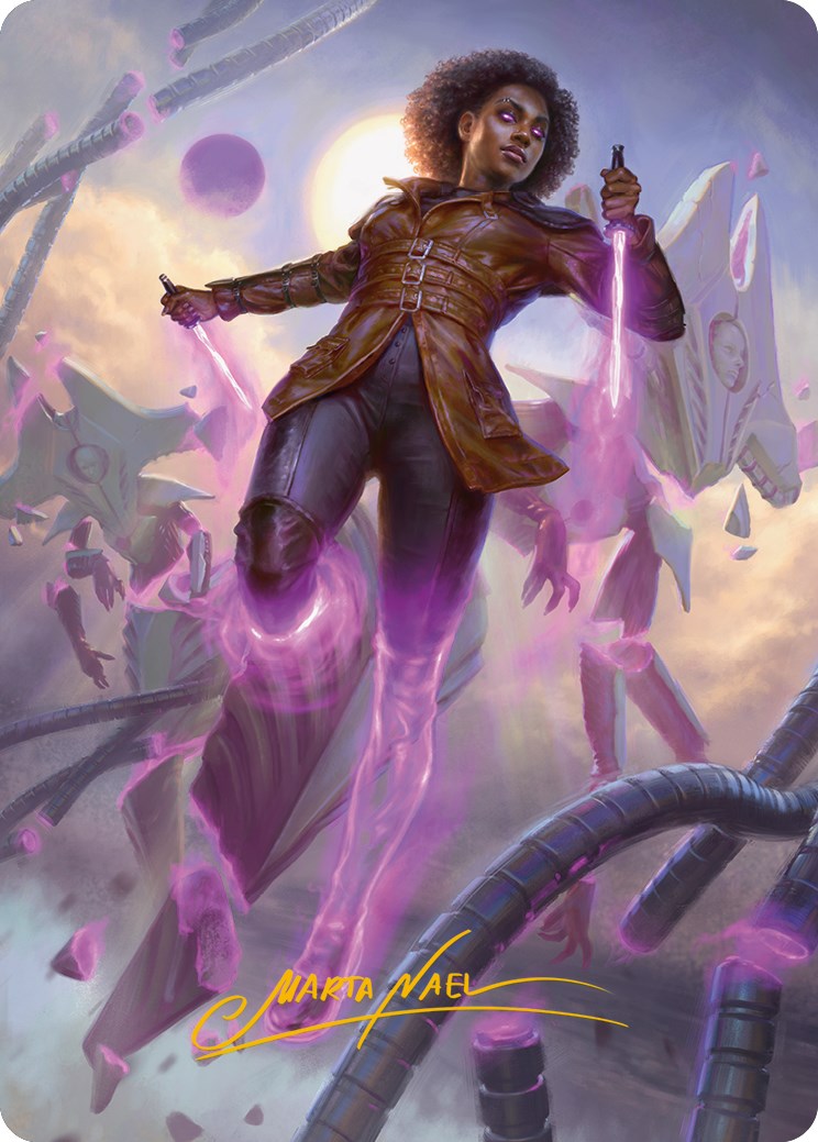 Kaya, Intangible Slayer Art Card (Gold-Stamped Signature) [Phyrexia: All Will Be One Art Series] | RetroPlay Games