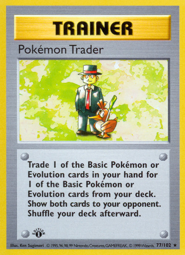 Pokemon Trader (77/102) (Shadowless) [Base Set 1st Edition] | RetroPlay Games