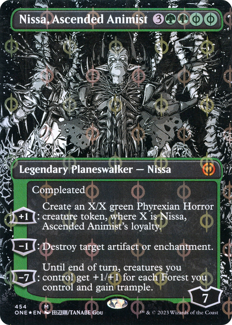 Nissa, Ascended Animist (Borderless Manga Step-and-Compleat Foil) [Phyrexia: All Will Be One] | RetroPlay Games