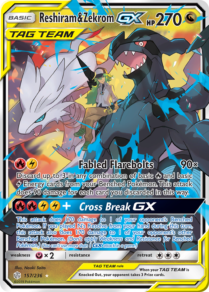 Reshiram & Zekrom GX (157/236) [Sun & Moon: Cosmic Eclipse] | RetroPlay Games